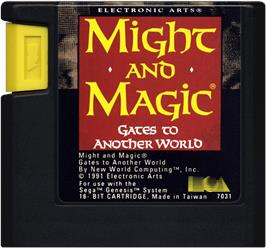 Cartridge artwork for Might And Magic - Gates To Another World on the Sega Genesis.