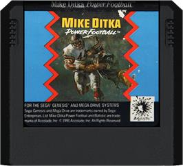 Cartridge artwork for Mike Ditka Power Football on the Sega Genesis.