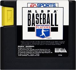 Cartridge artwork for Mlbpa Baseball on the Sega Genesis.