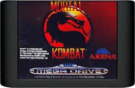 Cartridge artwork for Mortal Kombat on the Sega Genesis.