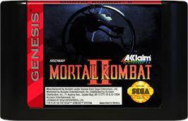 Cartridge artwork for Mortal Kombat 2 on the Sega Genesis.