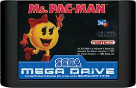 Cartridge artwork for Ms. Pac-Man on the Sega Genesis.