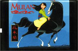 Cartridge artwork for Mulan on the Sega Genesis.