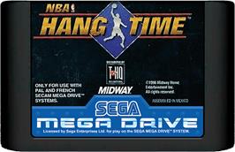 Cartridge artwork for NBA Hang Time on the Sega Genesis.