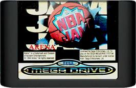 Cartridge artwork for NBA Jam on the Sega Genesis.
