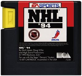 Cartridge artwork for NHL '94 on the Sega Genesis.