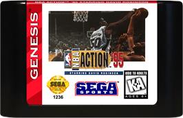 Cartridge artwork for Nba Action '95 Starring David Robinson on the Sega Genesis.