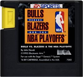 Cartridge artwork for Nba Playoffs - Bulls Vs Blazers on the Sega Genesis.