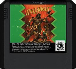 Cartridge artwork for Onslaught on the Sega Genesis.