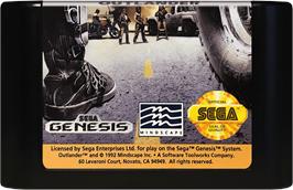 Cartridge artwork for Outlander on the Sega Genesis.