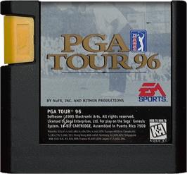 Cartridge artwork for PGA Tour '96 on the Sega Genesis.