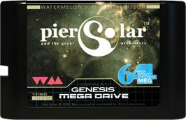 Cartridge artwork for Pier Solar And The Great Architects on the Sega Genesis.