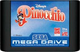 Cartridge artwork for Pinocchio on the Sega Genesis.