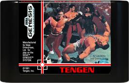 Cartridge artwork for Pit-fighter on the Sega Genesis.