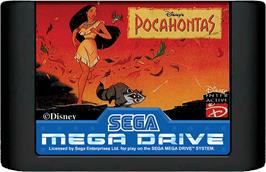 Cartridge artwork for Pocahontas on the Sega Genesis.