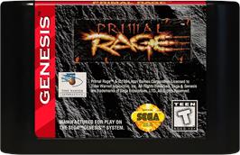 Cartridge artwork for Primal Rage on the Sega Genesis.