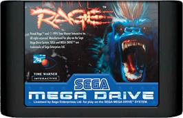 Cartridge artwork for Primal Rage on the Sega Genesis.