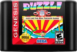 Cartridge artwork for Puzzli on the Sega Genesis.