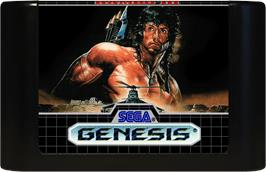 Cartridge artwork for Rambo 3 on the Sega Genesis.