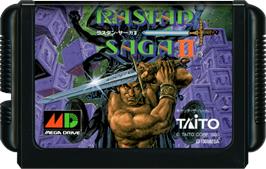 Cartridge artwork for Rastan Saga 2 on the Sega Genesis.