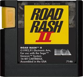 Cartridge artwork for Road Rash 2 on the Sega Genesis.