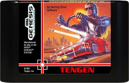Cartridge artwork for Roadblasters on the Sega Genesis.