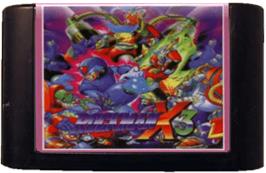 Cartridge artwork for Rockman X3 on the Sega Genesis.