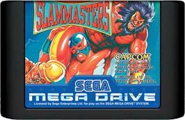 Cartridge artwork for Saturday Night Slam Masters on the Sega Genesis.