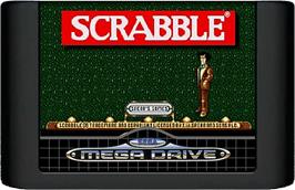 Cartridge artwork for Scrabble on the Sega Genesis.