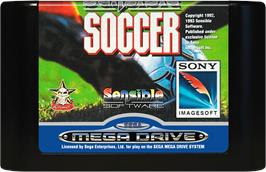 Cartridge artwork for Sensible Soccer - European Champions on the Sega Genesis.
