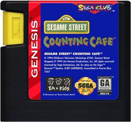 Cartridge artwork for Sesame Street Counting Cafe on the Sega Genesis.