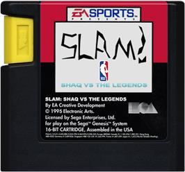 Cartridge artwork for Slam - Shaq Vs. The Legends on the Sega Genesis.