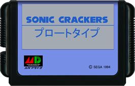 Cartridge artwork for Sonic Crackers on the Sega Genesis.
