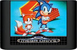 Cartridge artwork for Sonic The Hedgehog 2 on the Sega Genesis.