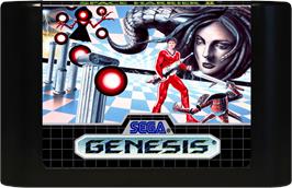 Cartridge artwork for Space Harrier 2 on the Sega Genesis.