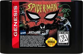 Cartridge artwork for Spider-Man on the Sega Genesis.