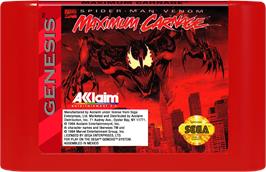 Cartridge artwork for Spider-Man & Venom: Maximum Carnage on the Sega Genesis.