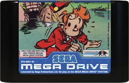 Cartridge artwork for Spirou on the Sega Genesis.