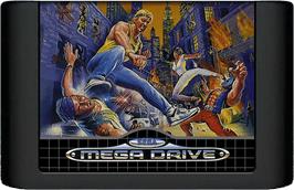 Cartridge artwork for Streets of Rage on the Sega Genesis.