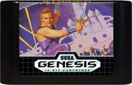 Cartridge artwork for Strider on the Sega Genesis.