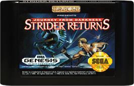 Cartridge artwork for Strider 2 on the Sega Genesis.