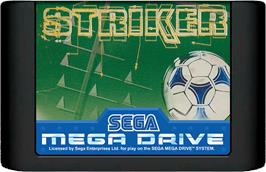 Cartridge artwork for Striker on the Sega Genesis.
