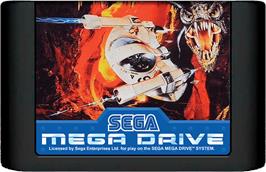 Cartridge artwork for Sub-Terrania on the Sega Genesis.