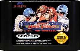 Cartridge artwork for Super High Impact on the Sega Genesis.