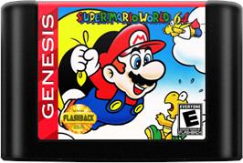 Cartridge artwork for Super Mario World 64 on the Sega Genesis.