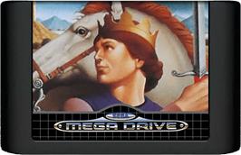 Cartridge artwork for Sword of Vermilion on the Sega Genesis.