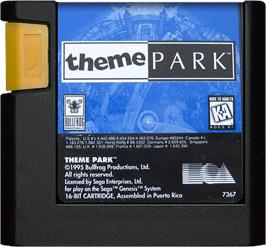 Cartridge artwork for Theme Park on the Sega Genesis.