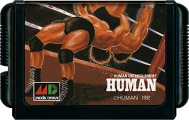 Cartridge artwork for Thunder Pro Wrestling on the Sega Genesis.