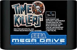 Cartridge artwork for Time Killers on the Sega Genesis.