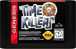 Cartridge artwork for Time Killers on the Sega Genesis.